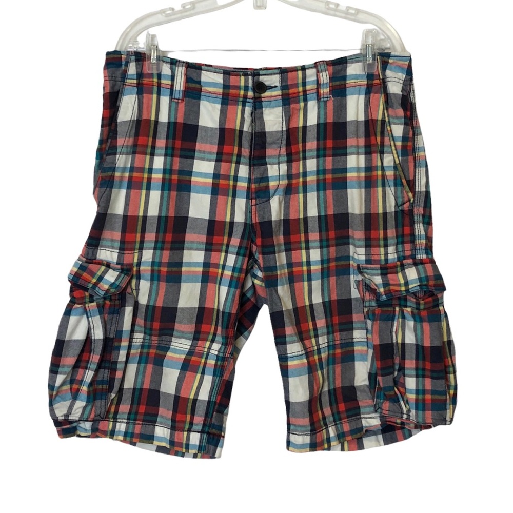 H&M L.O.G.G. Multicolored Plaid Button Fly Shorts